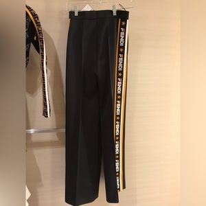 Fendi Logo Stripe Straight Pants